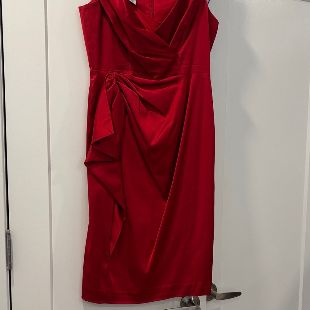 Maggy London Red Satine Dress